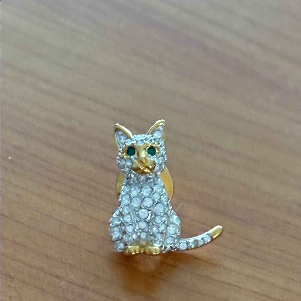 Vintage Carol Lee Swarovski Crystal Cat Brooch